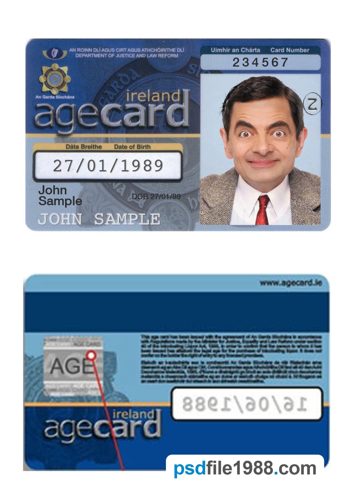 Ireland Age Card Proof of Age